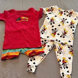 Red Stripe Kids Pajama Set and Mickey Mouse Pajama Set